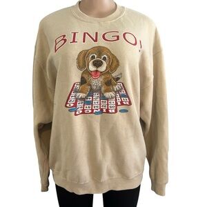 Jerzees Vintage Beige Bingo Dog Graphic Sweatshirt